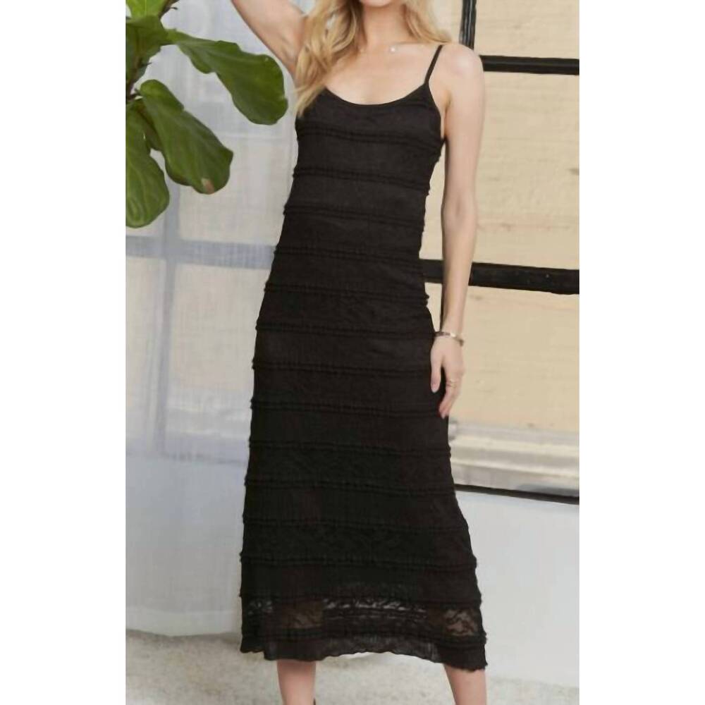 NEW ADORA kaely lace scoop neck midi cami dress in black/white